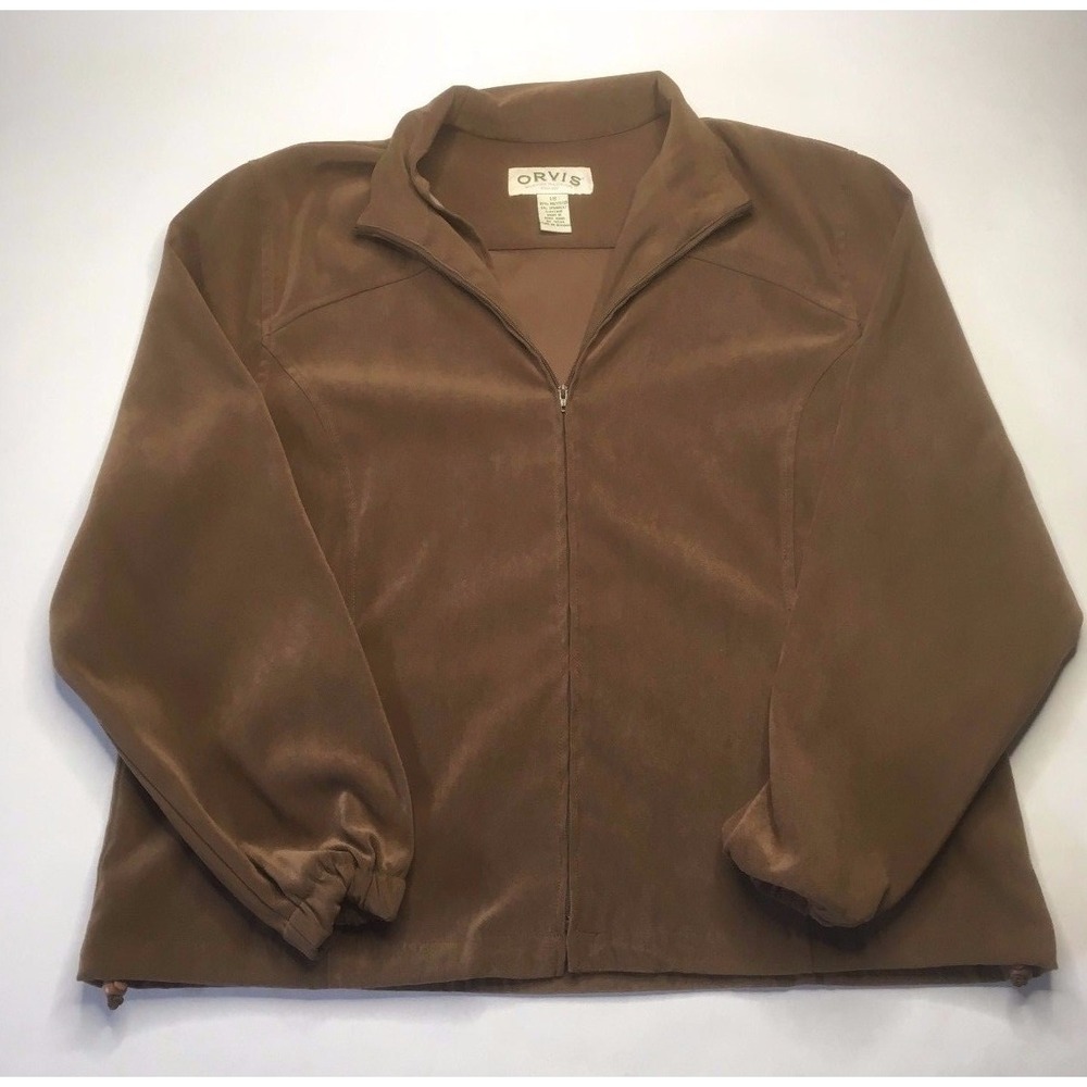 Orvis Womens Full Zip Long Sleeve Brown Jacket Size 18 XL Nice I